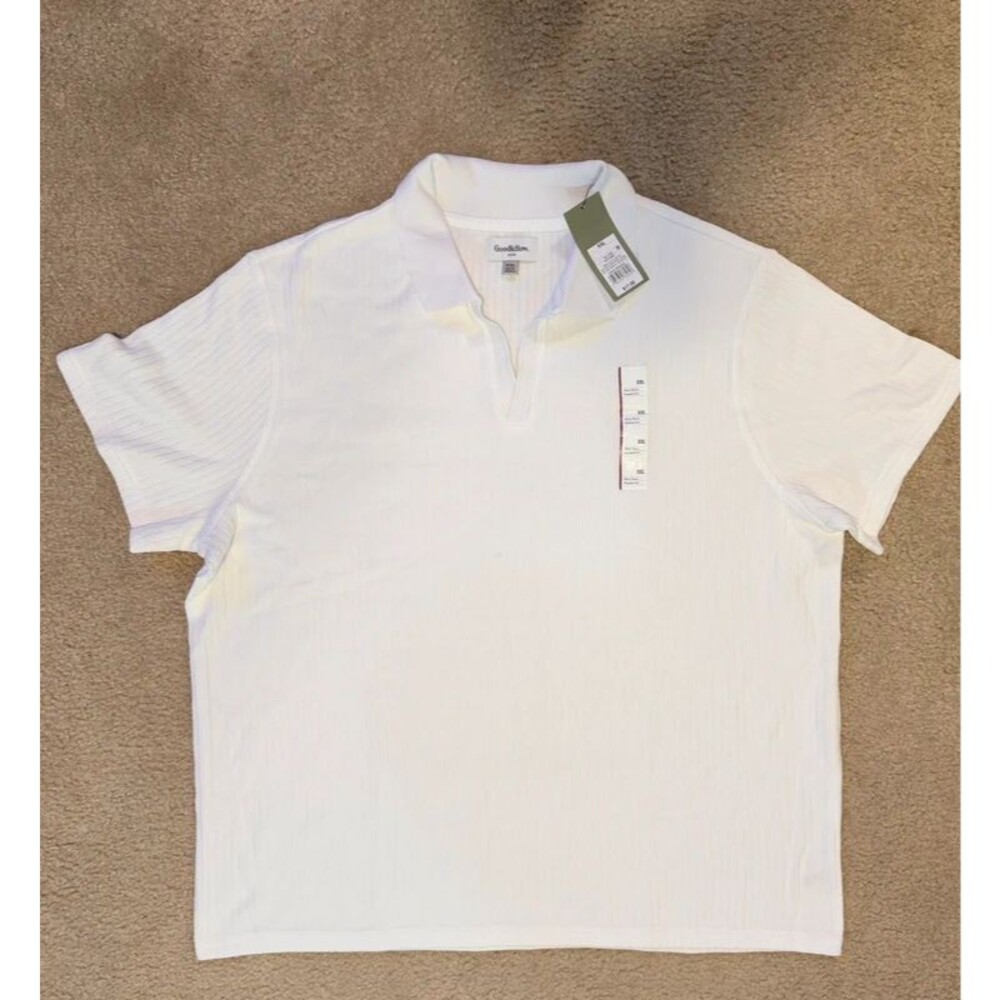 Men’s XXL white ribbed polo shirt